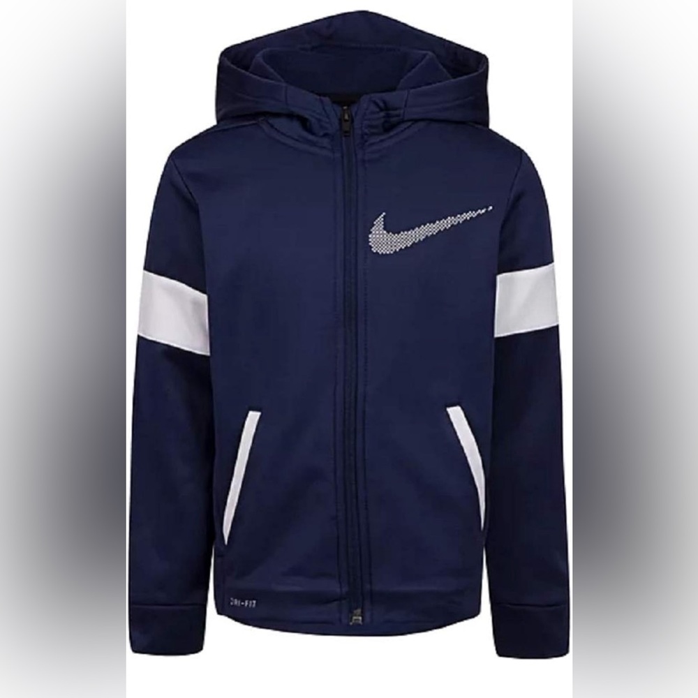 Nike Boys 4-5 Therma Fleece Colorblock Full Zip Hoodie (Midnight Navy)